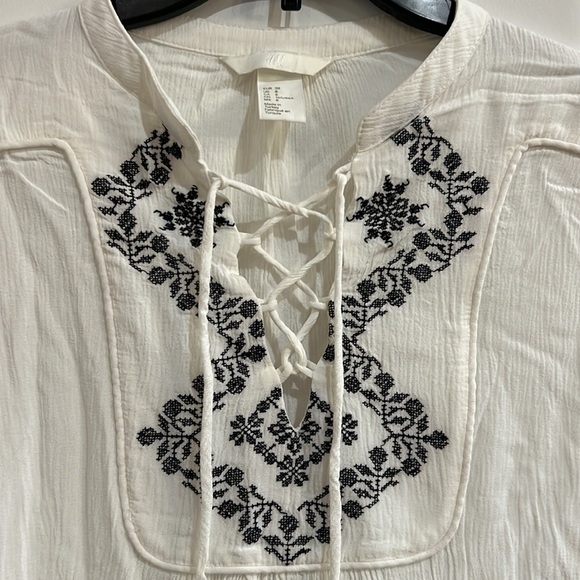 H&M Black and White Long Sleeve Top Size US 8 - Picture 4 of 5